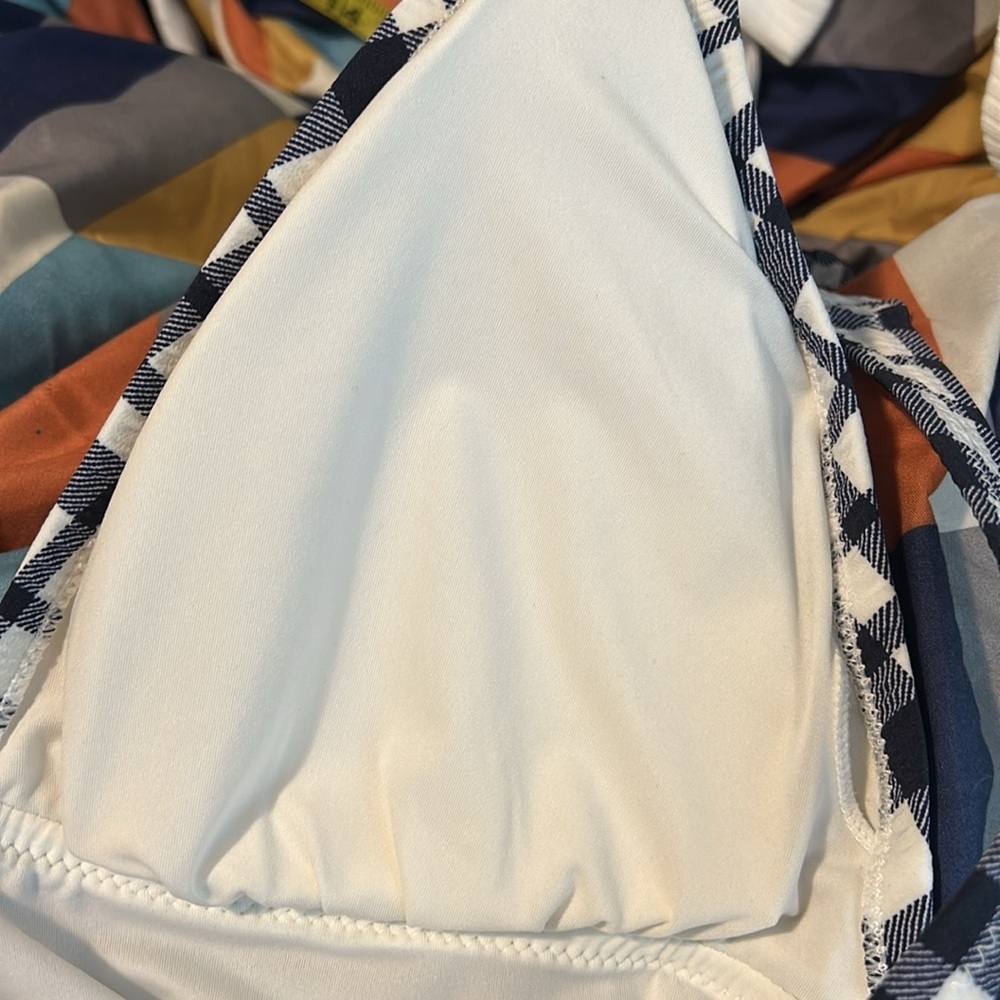 J. Crew Navy and White Checkered Swimsuit 8 Padded One Piece - Picture 5 of 5